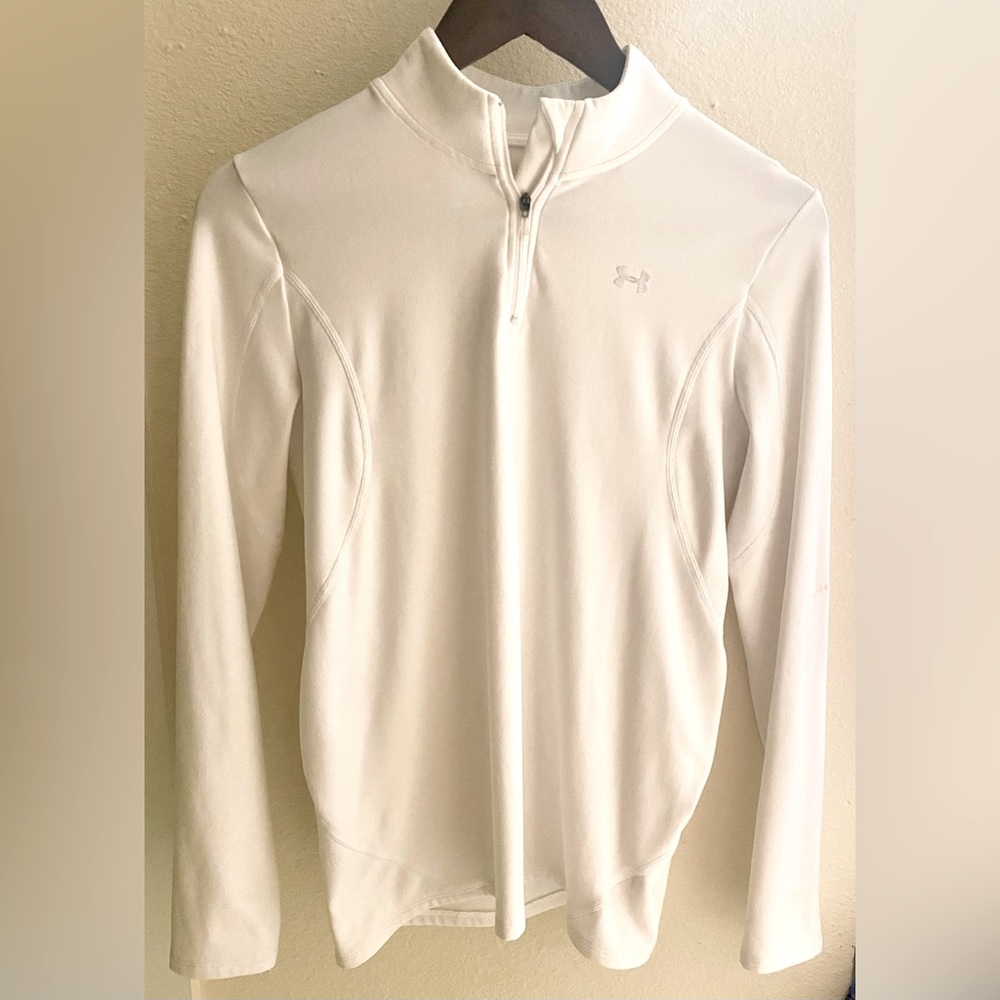 Under Armour UA Logo Women’s ColdGear M White Stretch Pullover 1/4 Zip